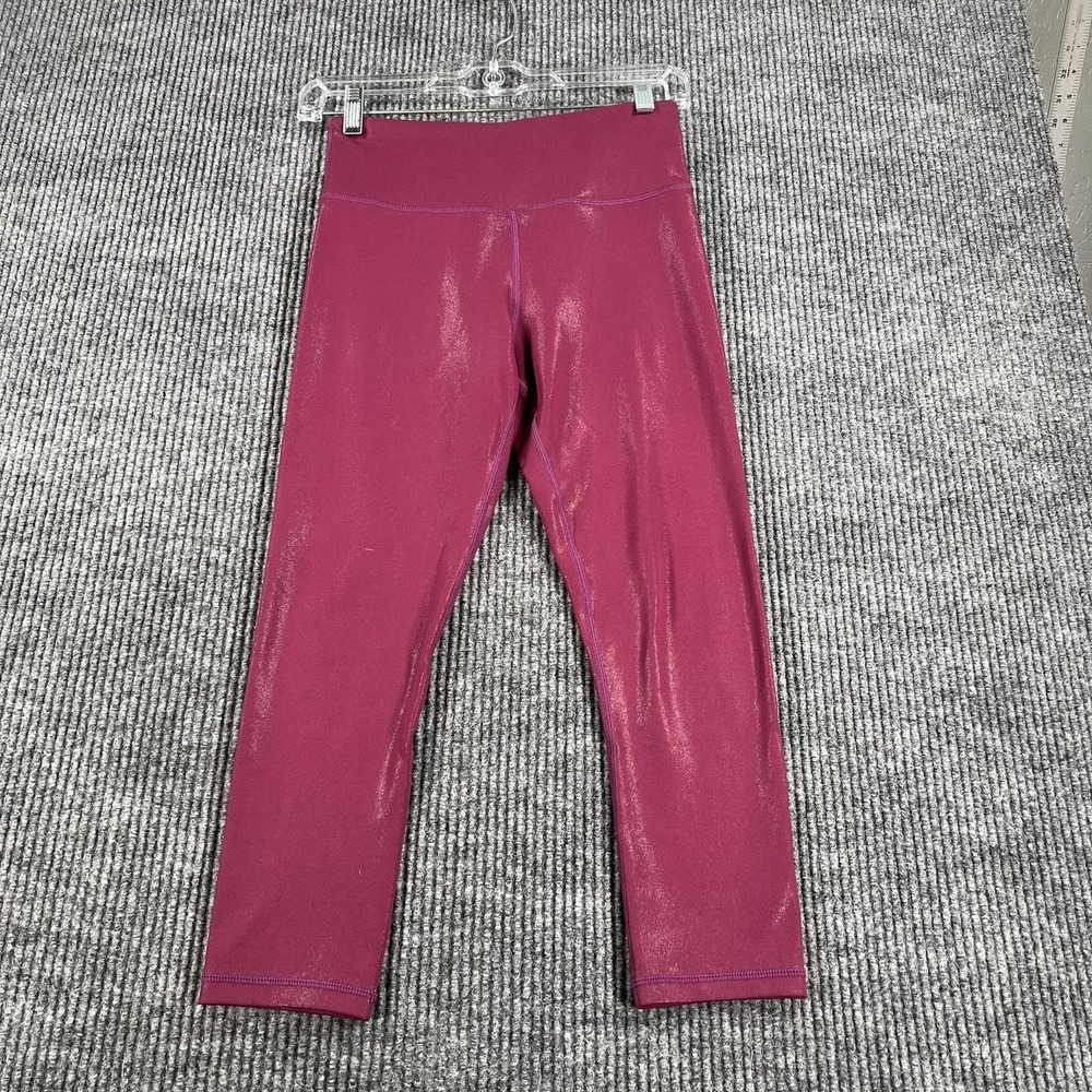 Zyia Active Leggings Womens 4 Magenta Shiny High Rise Yoga Pants Compression‎